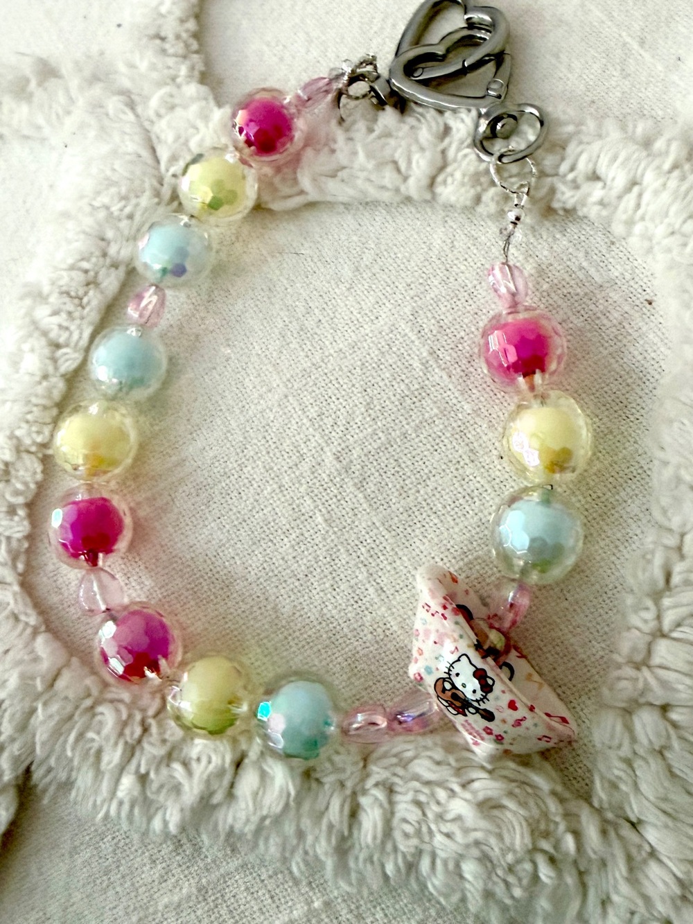 Hello Kitty Pastel Bead Clip-On Bag Charm in Pink, Yellow, Blue